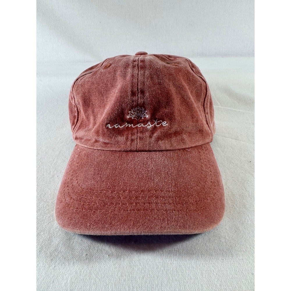 Pacific Brim Namaste Lotus Flower Embroidered Dad Hat Washed Clay Cotton Cap